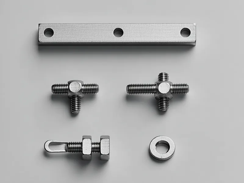 Array of printed titanium aerospace components arranged on a grey surface for documentation